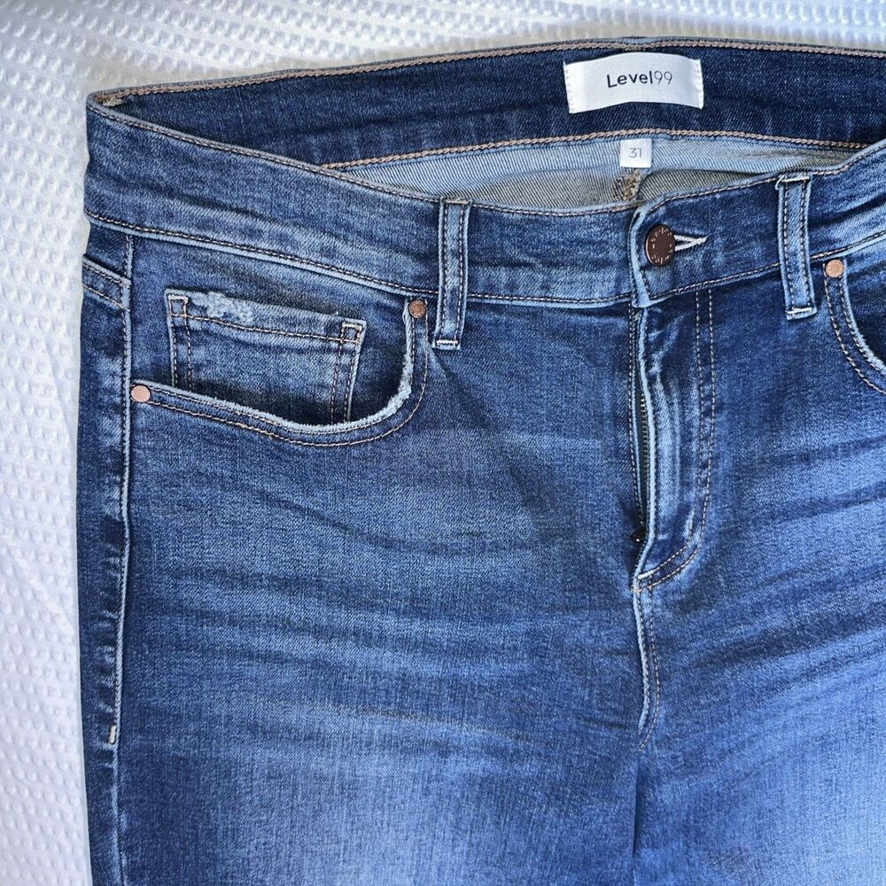 Level 99 Jeans Womens 31 Blue Amaretto Wide Leg Stretch Denim